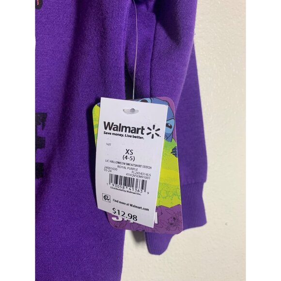 NWT Disney Lilo & Stitch Sweatshirt Girls Size XS 4/5 Purple AD4 - Picture 3 of 3